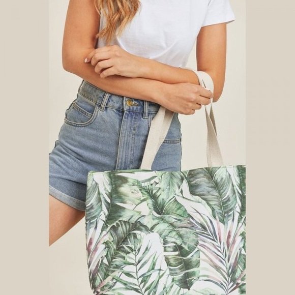 Palm Leaf Large Beach Tote bag foliage - Picture 2 of 7